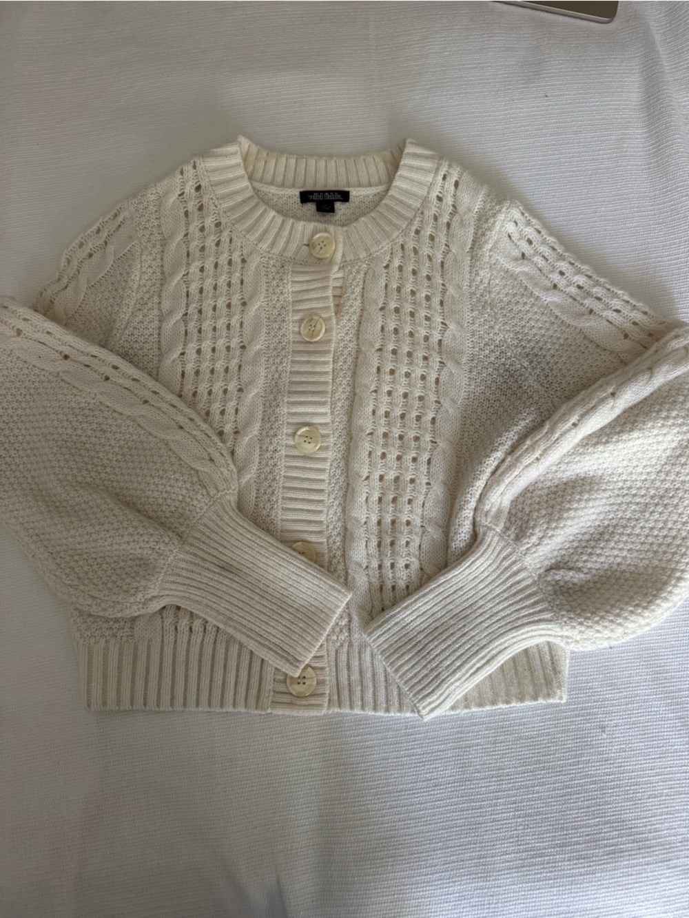 wild fable Cream Cable-Knit Button Cardigan